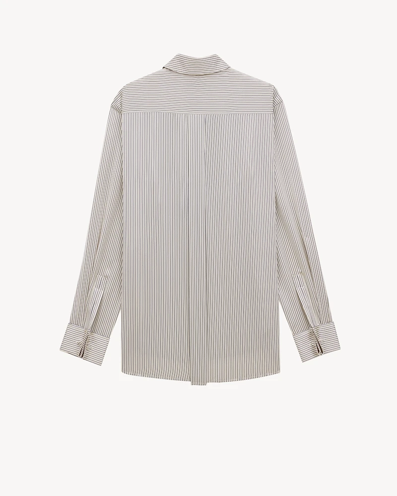 Boyfriend Shirt Striped Silk Satin