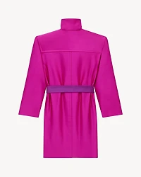 boxy belted coat silk satin