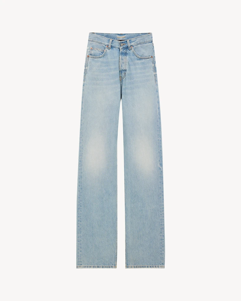 V-WAIST LONG BAGGY JEANS MICHIGAN BLUE DENIM