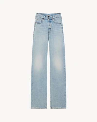 V-WAIST LONG BAGGY JEANS MICHIGAN BLUE DENIM