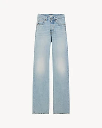 V-WAIST LONG BAGGY JEANS MICHIGAN BLUE DENIM