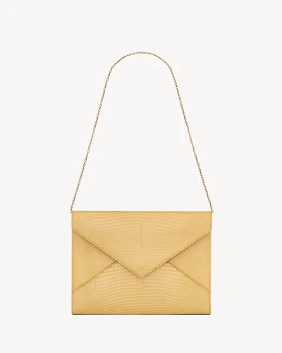 LETTER pouch on chain in shiny lizard