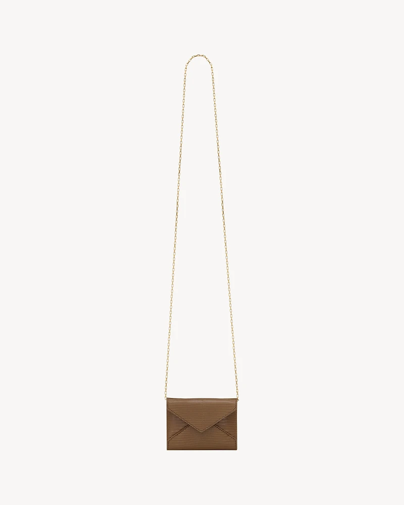 LETTER chain card case in lizard