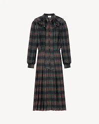 pleated dress tartan silk charmeuse