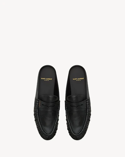 LE LOAFER mules shiny creased leather