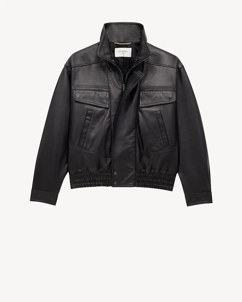 bomber jacket plunged lambskin