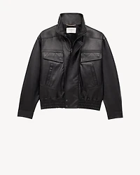 bomber jacket plunged lambskin