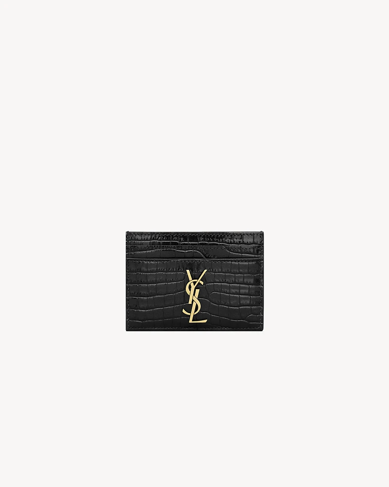 CASSANDRE card case in crocodile-embossed shiny leather