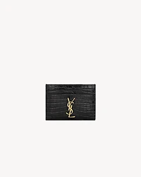 CASSANDRE card case in crocodile-embossed shiny leather