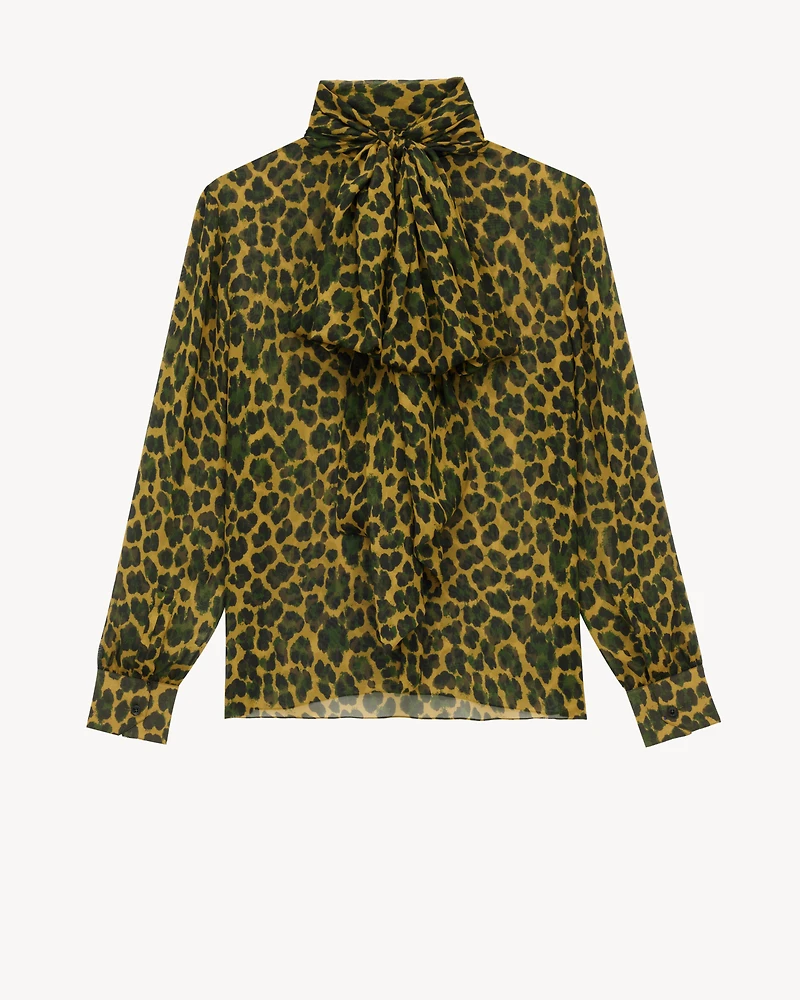lavallière blouse leopard silk muslin