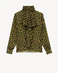 lavallière blouse leopard silk muslin