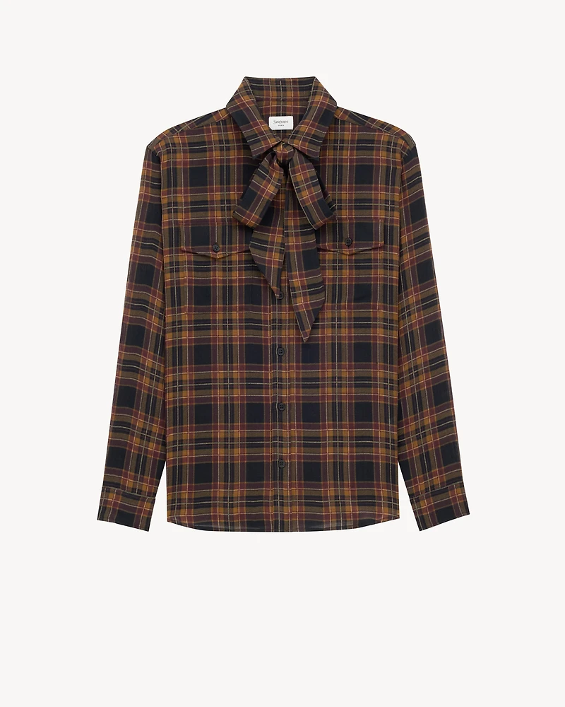 CASSANDRE lavallière shirt wool tartan