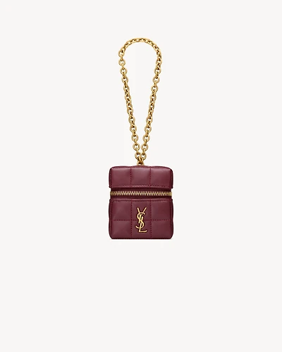 CASSANDRE MATELASSÉ CARRÉ mini cube on chain in shiny leather