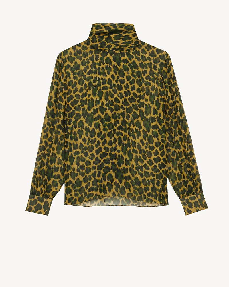 lavallière blouse leopard silk muslin