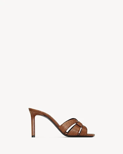 TRIBUTE mules lizard-embossed leather