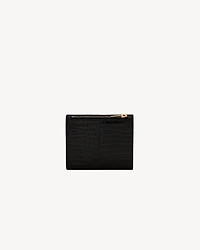 UPTOWN Compact wallet in crocodile-embossed shiny leather