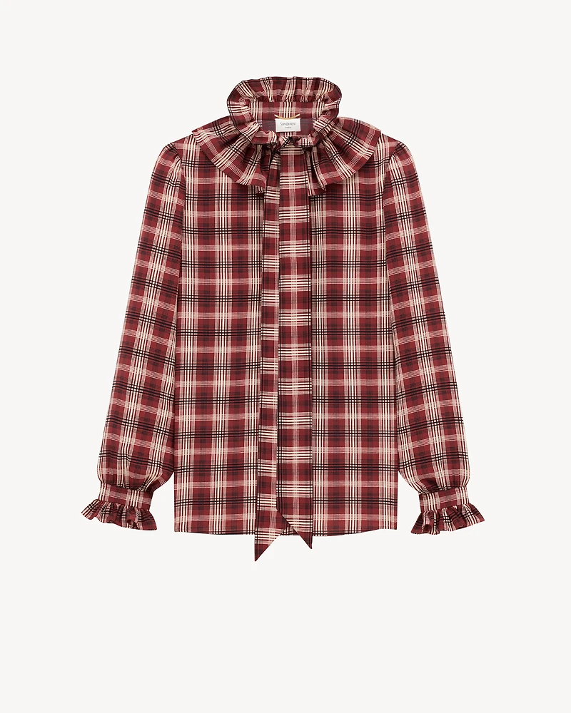 poet blouse plaid silk