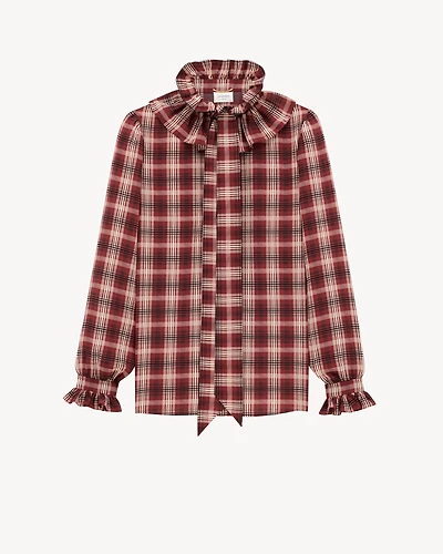 poet blouse plaid silk