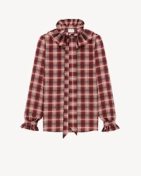 poet blouse plaid silk