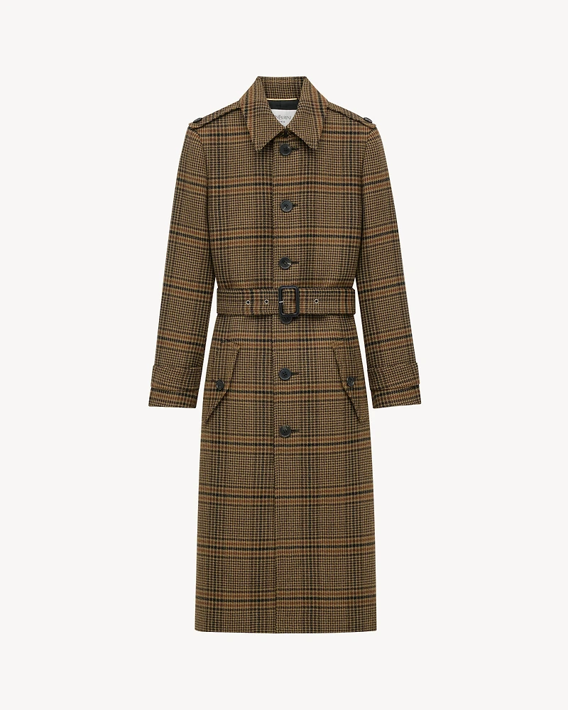long coat prince of wales wool