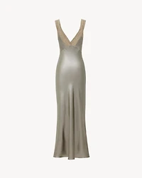 V-neck dress silk charmeuse and lace