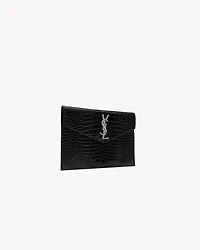 UPTOWN POUCH IN CROCODILE-EMBOSSED SHINY LEATHER