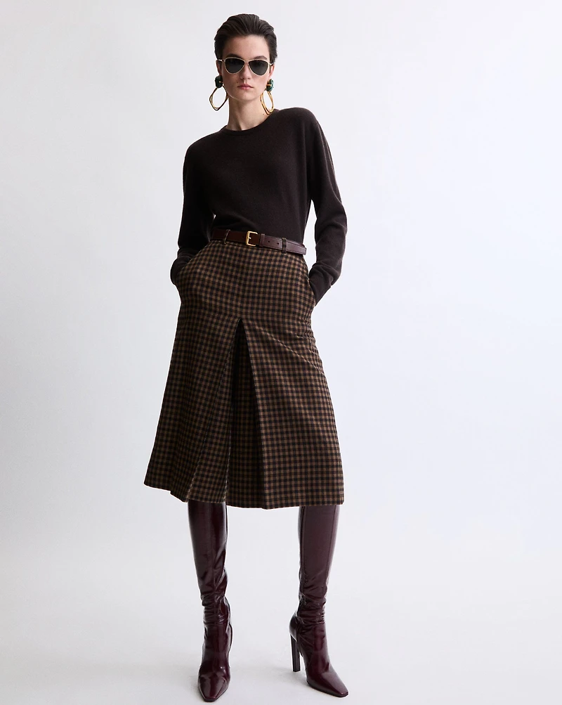 pleated maxi skirt prince of wales check