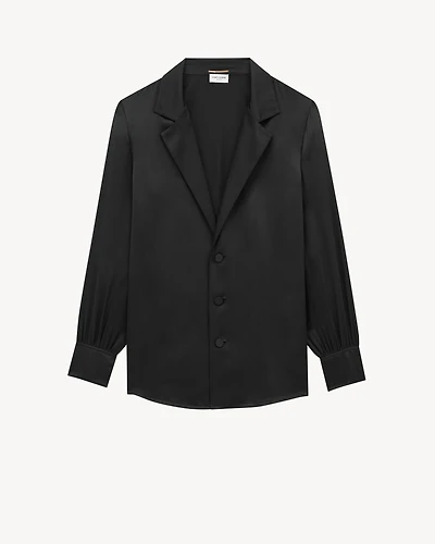 Pajama Shirt Silk Satin Crepe