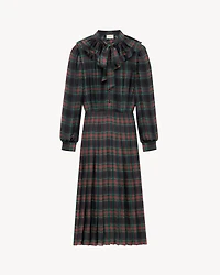 pleated dress tartan silk charmeuse