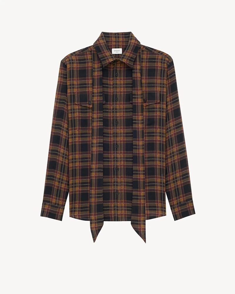 CASSANDRE lavallière shirt wool tartan