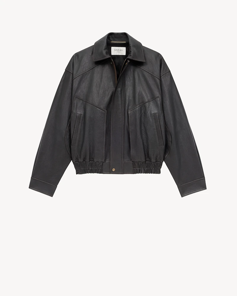 bomber jacket grained lambskin