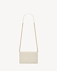 CASSANDRE ENVELOPE CHAIN WALLET IN GRAIN DE POUDRE LEATHER