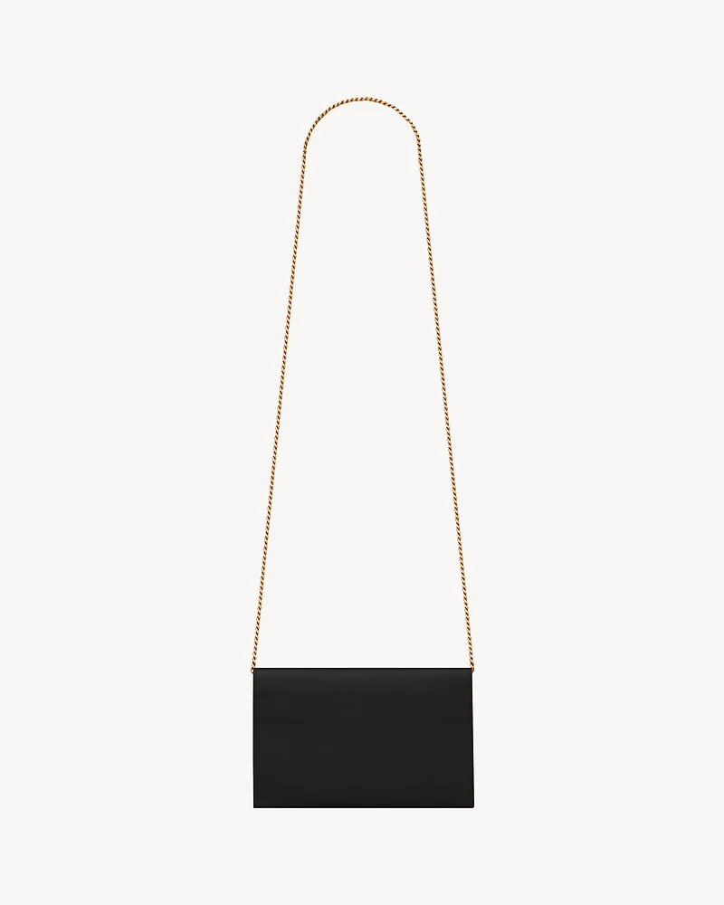 UPTOWN CHAIN WALLET IN GRAIN DE POUDRE EMBOSSED LEATHER