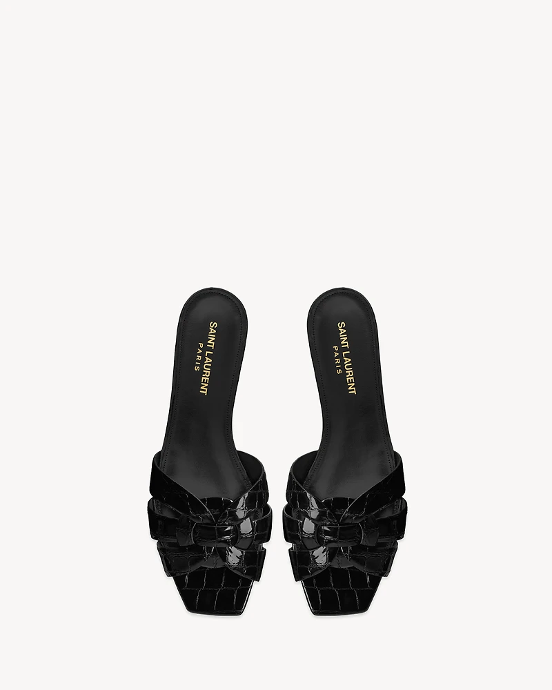 TRIBUTE mules crocodile embossed leather