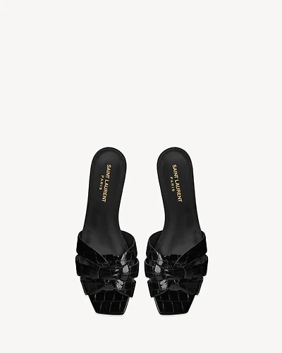 TRIBUTE mules crocodile embossed leather