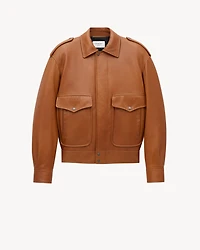 oversized jacket shiny plunged lambskin