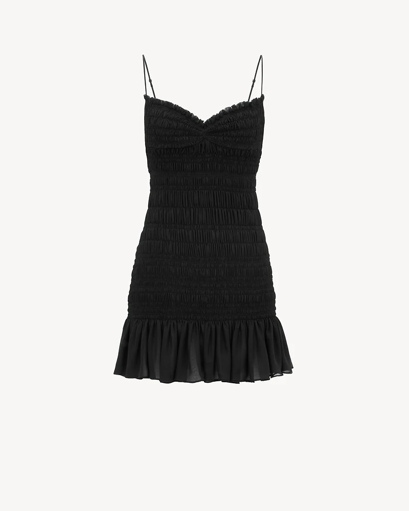 smocked dress silk muslin crepe