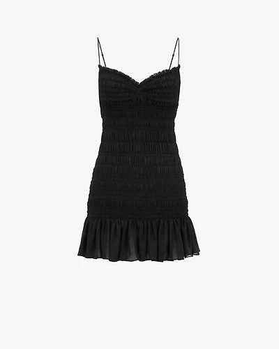 smocked dress silk muslin crepe