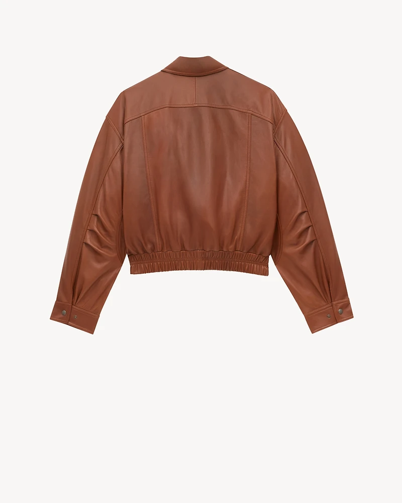 bomber jacket shiny plunged lambskin