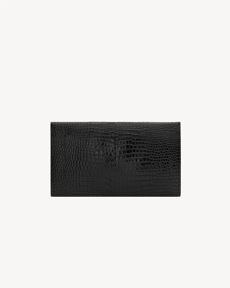 UPTOWN POUCH IN CROCODILE-EMBOSSED SHINY LEATHER
