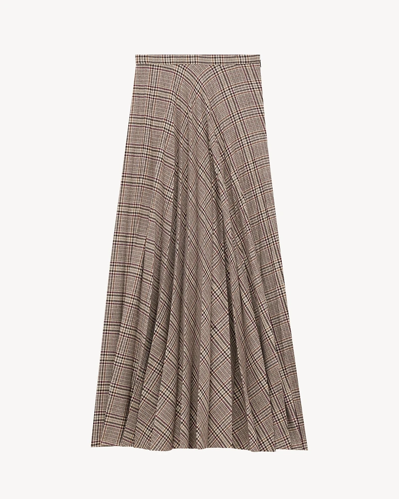 pleated maxi skirt prince of wales check
