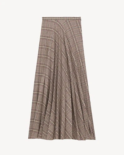 pleated maxi skirt prince of wales check
