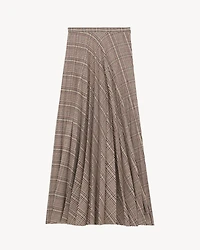 pleated maxi skirt prince of wales check