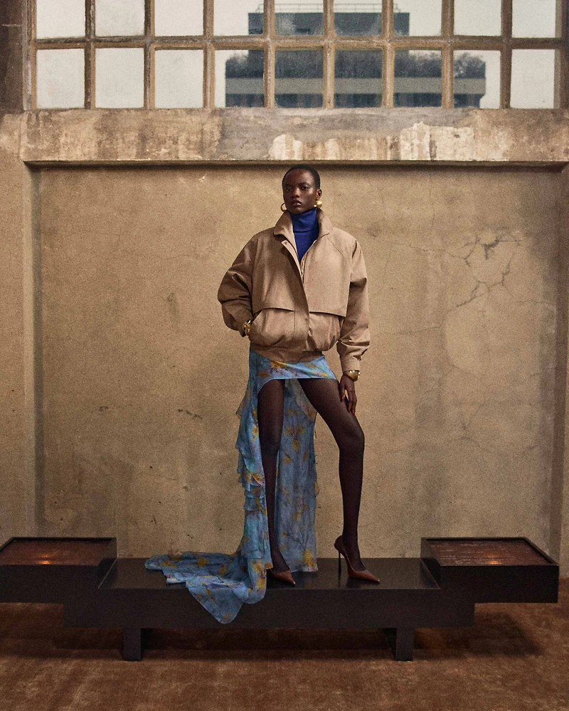 cascade skirt floral silk muslin