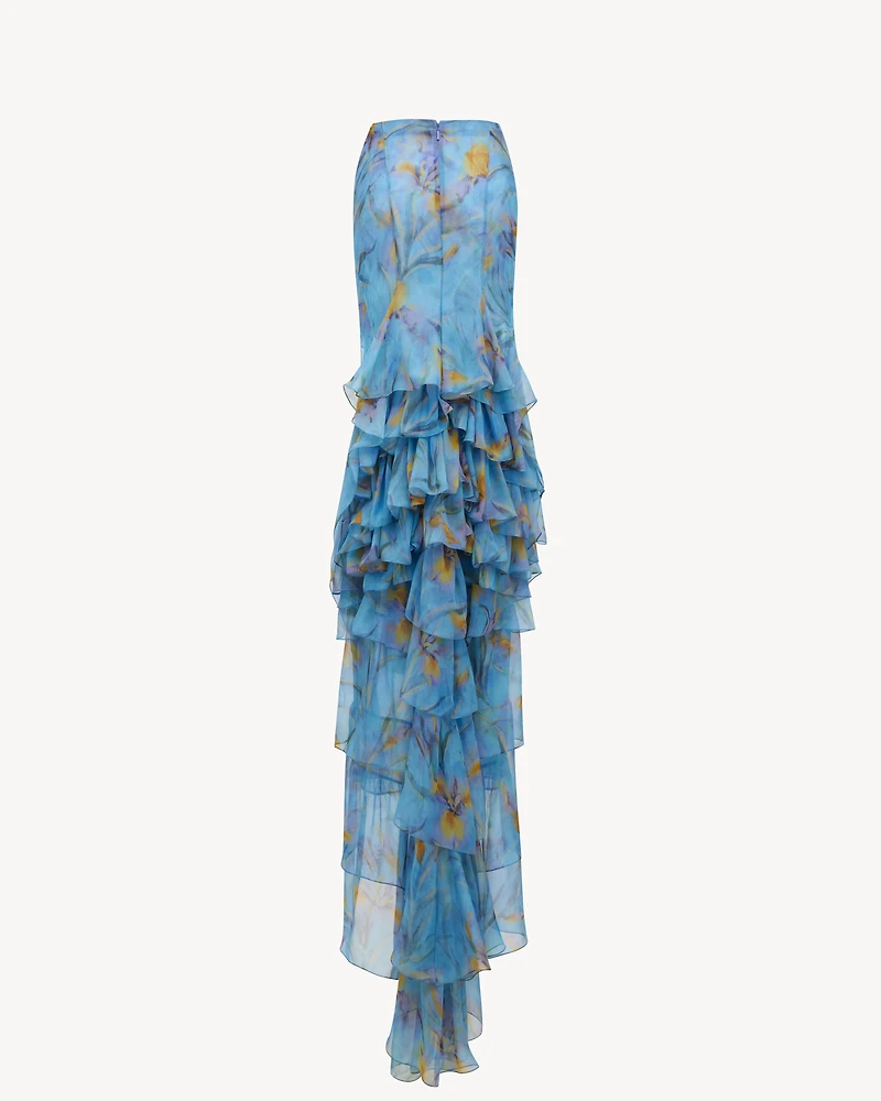 cascade skirt floral silk muslin