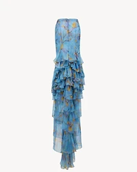cascade skirt floral silk muslin