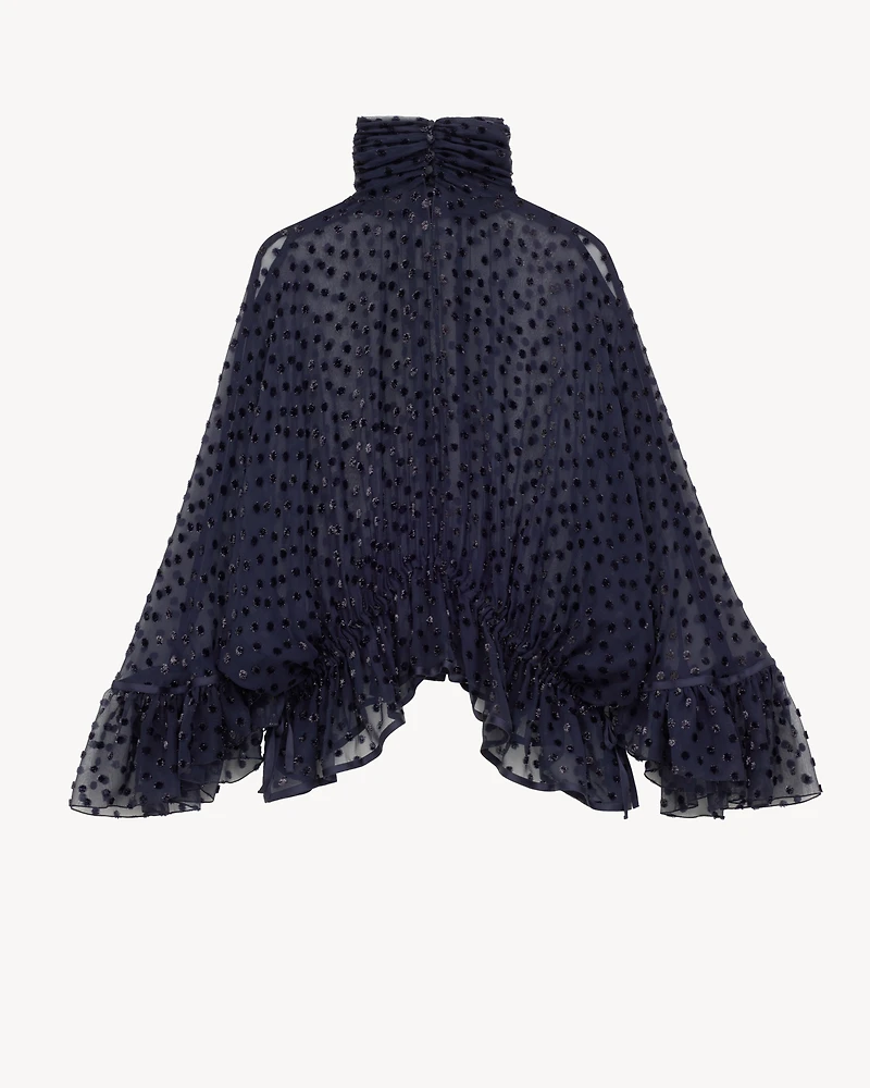 oversized blouse lamé velvet dotted silk muslin