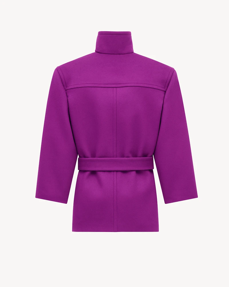 boxy belted coat wool