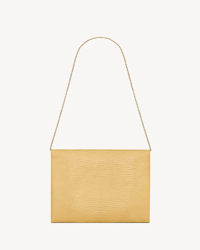 LETTER pouch on chain in shiny lizard