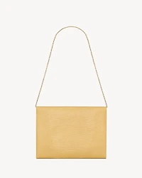 LETTER pouch on chain in shiny lizard